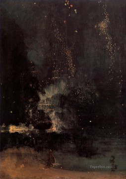  abbott pintura al %c3%b3leo - Nocturno en negro y dorado El cohete que cae James Abbott McNeill Whistler
